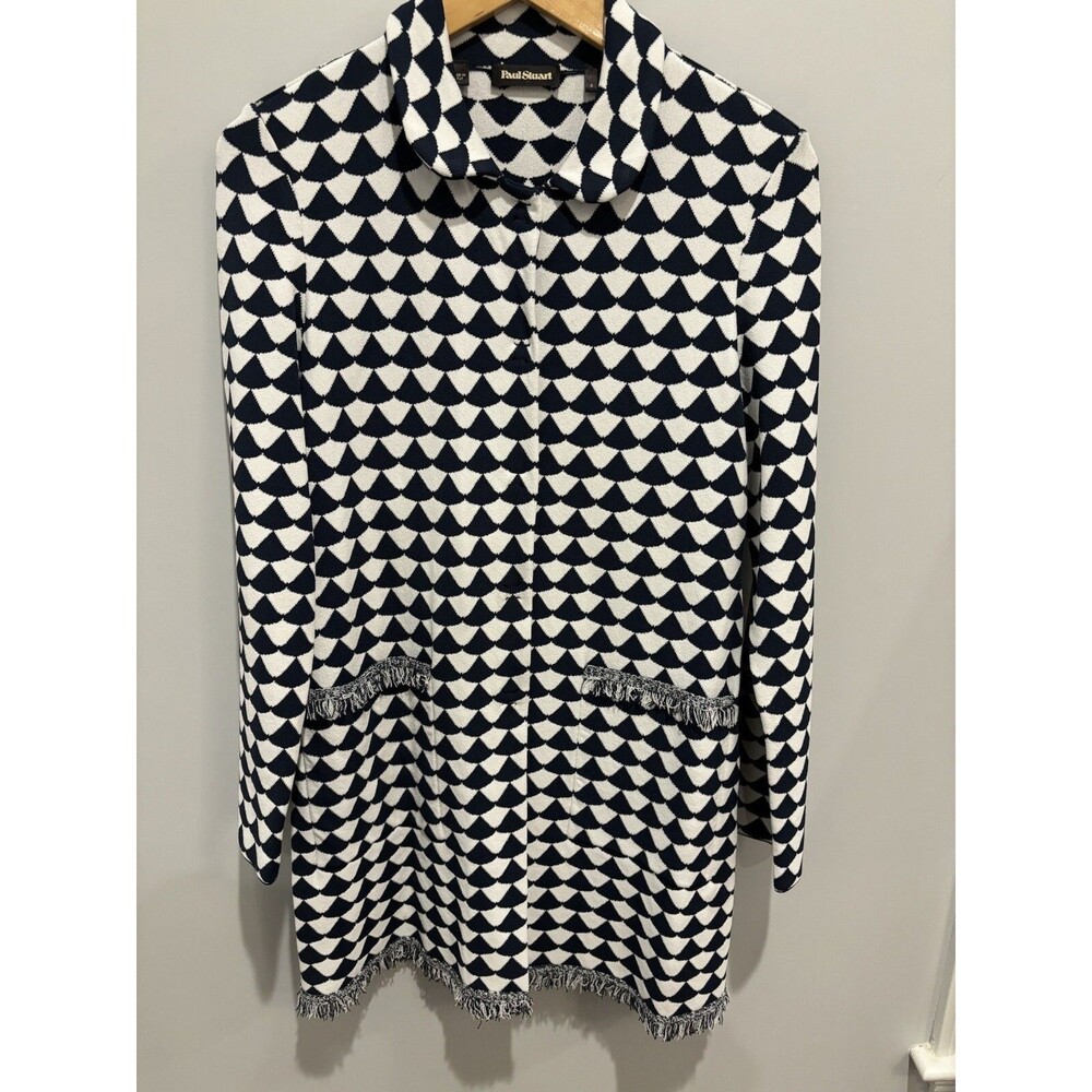 Paul Stuart Women's Long Double Knit Cardigan Duster Sweater Coat - Picture 8 of 12